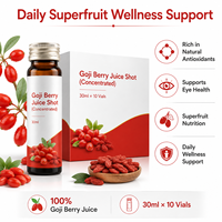 Jugo de Bayas de Goji Premium en Viales de 30 ml, Bebida Concentrada de Superfrutas, Proveedor de Marca Privada