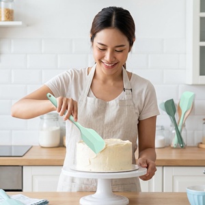 Espátulas <span class=keywords><strong>de</strong></span> pastelería ecológicas con diseño <span class=keywords><strong>de</strong></span> núcleo grueso, cocina verde resistente al calor, 4 Uds., espátula <span class=keywords><strong>de</strong></span> cocina <span class=keywords><strong>de</strong></span> pastelería <span class=keywords><strong>de</strong></span> silicona - Product Image 6