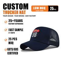 Gorra Trucker Vintage con Parche Bordado, Parte Delantera de Algodón, Parte Trasera de Malla Transpirable, Cierre Ajustable y Logotipo Personalizado