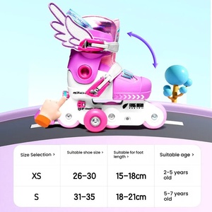 Pattini a rotelle rosa per bambini 2-6 anni, per principianti, con ruote, in PU - Product Image 5