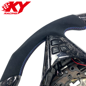Volante deportivo LED RPM de fibra de carbono forjado personalizado con cuero negro, adecuado para BMW E60 E61 E63 E64 E66 M5 M6 X5 - Product Image 2