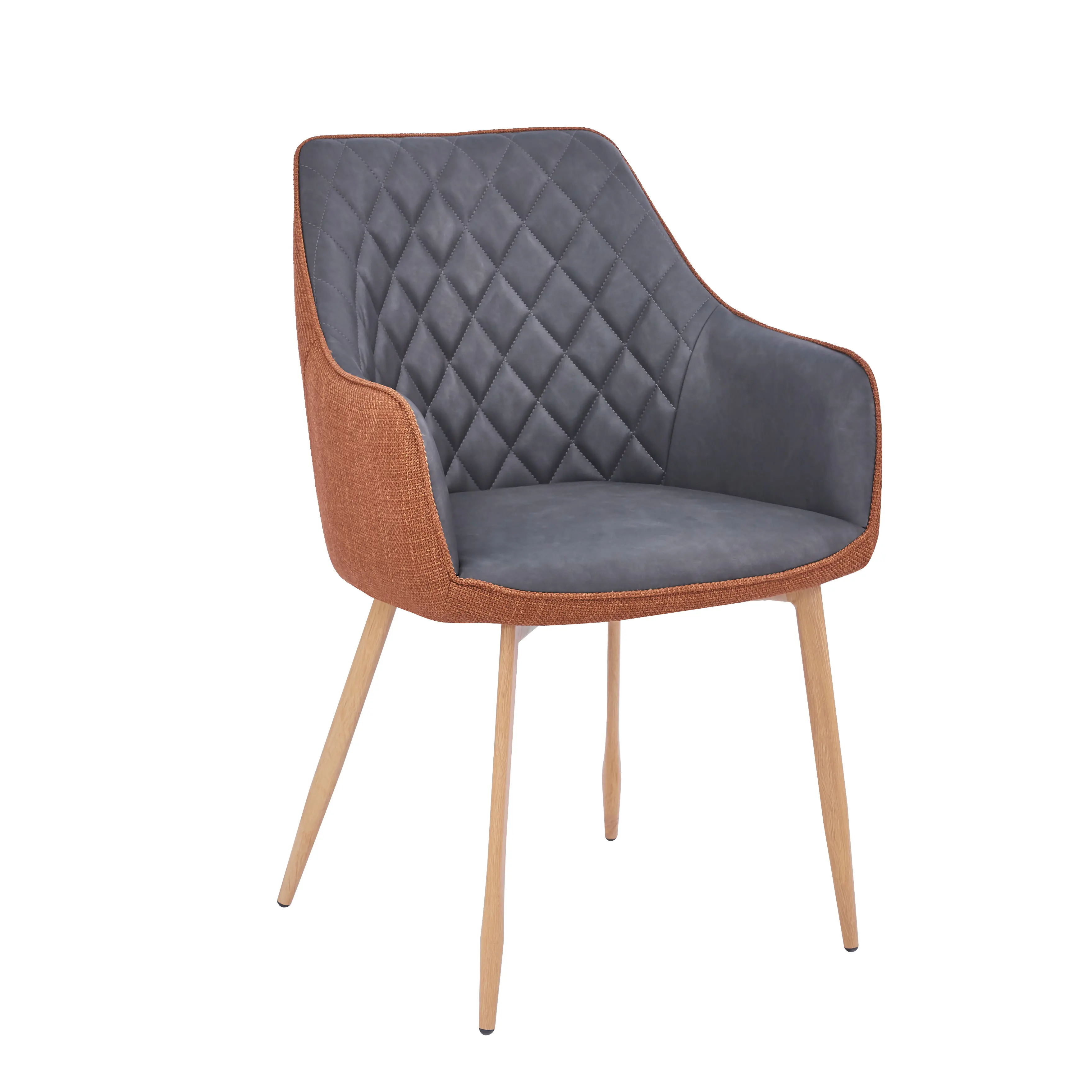 Vente en gros de meubles modernes élégants fauteuils pivotants rembourrés en lin gris chaises de salle à manger de luxe