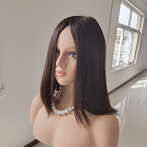 Qingdao Factory <span class=keywords><strong>Natural</strong></span> Black Straight Hair <span class=keywords><strong>Cabello</strong></span> humano ruso Stock Top Lace Peluca judía - Product Image 1