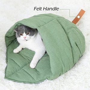 Kat Slaapzak, linnen Stof Kat Bed Cave Leaf Nest Pet Cuddle Zone Bedekt Verbergen Kap Gravende Cozy Soft Duurzaam Wasbaar Wi - Product Image 4