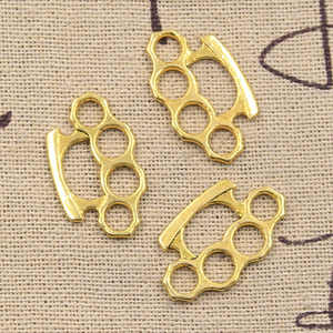 Pendentifs Breloques Poing Américain en Alliage de Zinc, Couleur Bronze Argent Vieilli, pour Fabrication de Bijoux 24x14MM - Product Image 6