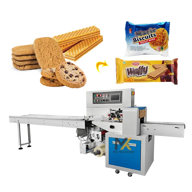 Automatic pillow bag energy bar donuts cookies handy wafer biscuit packing machine