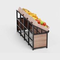 Op maat gemaakte supermarkt fruit- en groentepresentatie rekken, enkellaags rekken voor verse producten, tegen de muur geplaatst