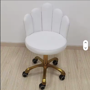 เก้าอี้ช่างเทคนิคปรับระดับได้ สีชมพูสด ทำจากหนังหรือผ้า สำหรับร้านเสริมสวย อุปกรณ์เฟอร์นิเจอร์ร้านเสริมสวย - Product Image 5