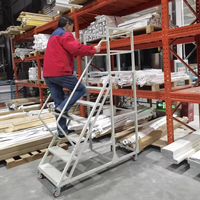 Escalera de Plataforma Móvil de Aluminio Desmontable para Almacén Jigong, Escalera de Plataforma Móvil para Recogida de Pedidos, Escalera Rodante