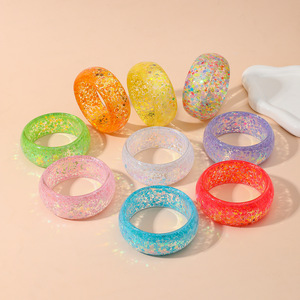 Nuovo Bracciale/Braccialetto in Resina Acrilica Lucite con Paillettes Etniche Scintillanti 2026 - Semplice e Personalizzato per Feste da Donna - Product Image 6