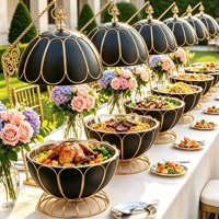 Plat de service chauffe-plats de luxe en cristal avec finition globe pour traiteur, buffet, hôtellerie et manoirs