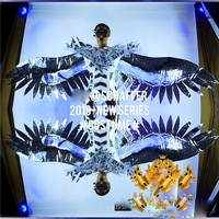 Discothèque GOGO argent miroir technologie sens costume danse femelle ailes costumes cosplay vêtements de danse