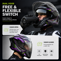 Casque de moto professionnel intégral à double visière, résistant aux chocs, avec fente Bluetooth