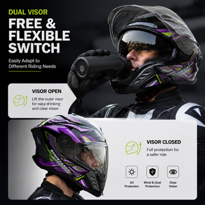 <span class=keywords><strong>Casco</strong></span> de Motocicleta Profesional Integral <span class=keywords><strong>con</strong></span> Doble Visor, Resistente a Impactos, para Carreras, <span class=keywords><strong>con</strong></span> Ranura para <span class=keywords><strong>Bluetooth</strong></span> - Product Image 3