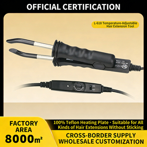 Fer à extensions capillaires professionnel avec plaques antiadhésives en PTFE, outil de fusion à pointe plate, température réglable 100-220°C, tension universelle, kit de salon - Product Image 2