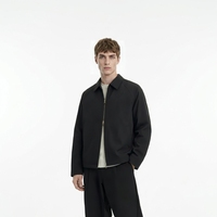 Blouson Bomber Kippo Printemps Décontracté à Fermeture Éclair Style Vintage Streetwear pour Homme, Col Rabattu, 100% Polyester, Motif Uni Imprimé par Décharge