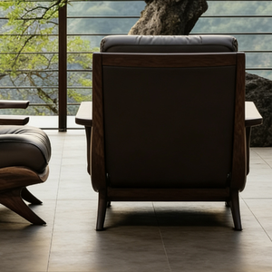 Sillón Moderno <span class=keywords><strong>de</strong></span> Cuero Marrón Genuino, Sillón <span class=keywords><strong>de</strong></span> Salón con Estructura <span class=keywords><strong>de</strong></span> Madera Maciza, Asiento Individual Ergonómico y Relajante - Product Image 4