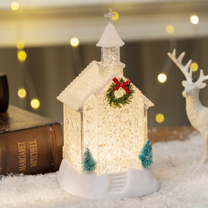 Dropshipping Shopify Christmas Church Lantern <b>Night</b> <b>Light</b> Glowing House Figurine Holiday Table Decor Gift - Product Image 6