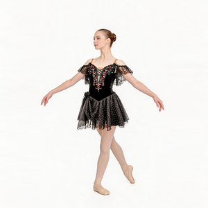 Vestido de Ballet Romántico de Terciopelo Negro con Pedrería Roja para Carmen, Traje de Ballet Profesional para Escenario y Actuación - Product Image 2