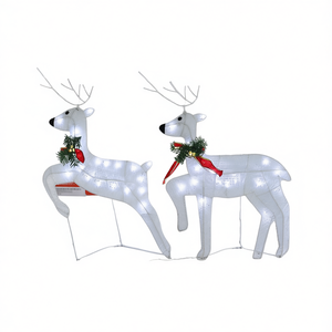Luces Navideñas de Reno Blanco, Juego de 2 Piezas, Decoraciones LED para Exteriores, 40 LED, Blanco Cálido Suave 2700K, IP54 - Product Image 1