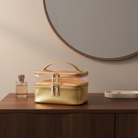 Sac de voyage double couche transparent pour cosmétiques et maquillage, étanche, avec fermeture éclair, style tendance, pochette organisatrice en PVC