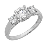 Bague de fiançailles en moissanite à trois pierres taille princesse 14 carats, bagues de mariage pour couple en or blanc