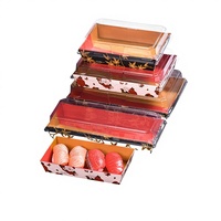 Boîte à sushi jetable en pulpe de canne à sucre, plastique PET PP, compartiment double couche, personnalisée, étanche, résistante à l'huile, boîte d'emballage alimentaire