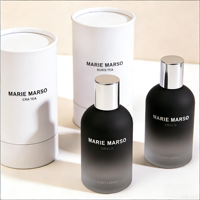 En stock, flacons de parfum de 30 ml, 50 ml, 100 ml, boîte cylindrique, tube en papier, emballage rond noir recyclable pour parfum