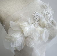 ZSY Luxueux strass blanc fantaisie et perle perlée dentelle brodée 3d fleur applique pour robe de mariée
