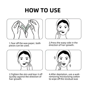 Bandes de <span class=keywords><strong>cire</strong></span> pour le visage professionnelles Douces pour les peaux sensibles Épilation rapide pour le haut du visage, le <span class=keywords><strong>menton</strong></span>, les sourcils - Product Image 5