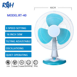 Ventilateur de table silencieux à oscillation large, 3 vitesses, commande par bouton-poussoir bleu, 16 pouces, pour chambre, maison, bureau - Product Image 3