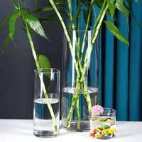 Vase cylindrique en verre vintage nordique, facile à utiliser, disponible en différentes tailles, pour la décoration de la maison, du bureau, des mariages et comme centre de table.