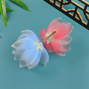 Pinza para el Cabello con Diseño de Loto Doble Azul y Rosa, Estilo Antiguo, Hecha a Mano, Original 2026, Accesorio Versátil para Hanfu, Maquillaje y Peinado - Product Image 3