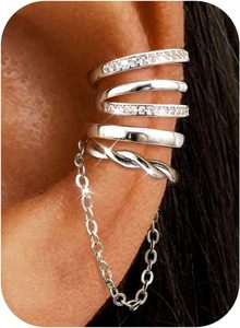 4Pcs Ear Cuffs Huggie Earings for <strong>Women</strong> Non Pierced Ears Earings 14K Gold Plated Inlaid Zircon <strong>Clip</strong> <strong>on</strong> Cartilage <strong>Earrings</strong> Set - Product Image 5