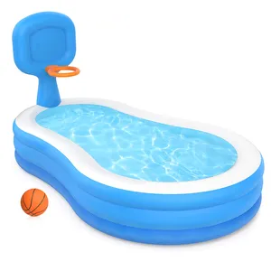 Mainan Kolam Renang Tiup Bermain Air dengan Simpai untuk Taman Keluarga Kolam Renang dengan Bola Basket Berdiri untuk Anak-anak