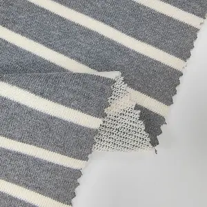 baumwolle polyester französisches frottee grau und weiß füllstreifen gestrickt garn gefärbter stoff für kapuzenpullover kleidung