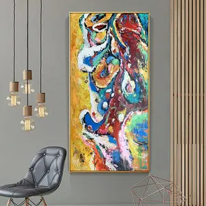 Obra de arte de textura pintada a mano, pintura al óleo abstracta 3D, lienzo decorativo para sala de estar