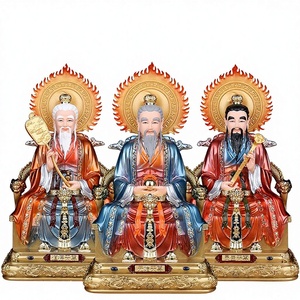Statues de divinités des Trois Purités, Tai <span class=keywords><strong>Shang</strong></span> Lao Jun Yuan <span class=keywords><strong>Shi</strong></span> Tian Zun Ling Bao, ornements d'ancêtres taoïstes polis à la main et semi-artisanaux - Product Image 1