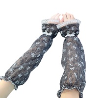 Sarung Lengan Wanita Motif Pita, Bahan Polyester, Model Longgar, Pelindung Sinar Matahari, Cocok untuk Mengemudi, Bersepeda, dan Aktivitas Luar Ruangan Lainnya
