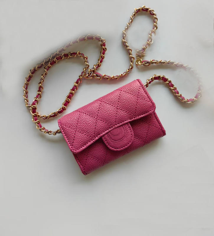 Factory Price Caviar Pattern Leather Chain Coin Purse Phone Bag Mini Crossbody Wallet Women Luxury Handbag