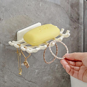 Household High Beauty Soap Box Wall Mounted Non Perforated Household High Grade <b>Drain</b> Soap Double Layer Storage <b>Rack</b> Bathroom - Product Image 2