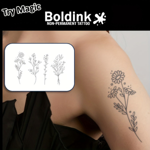 Autocollant de tatouage semi-permanent imperméable Boldink, motif floral esthétique personnalisé, pour femme, sexy, pour épaule et cou - Product Image 2