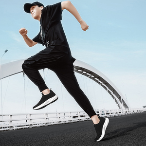 Pieds larges à bout rond personnalisés blanc noir style de marche Snicker Kint respirant sans lacet chaussures de sport de course pour hommes décontracté - Product Image 3