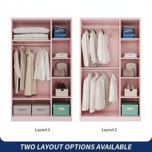 ארון בגדים יוקרתי ורוד עם דלתות מרומם | מודרני בגדים פנים מתקפלים ארון בגדים לחדר שינה - Product Image 6