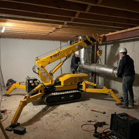 Grue araignée compacte certifiée P-503, 1,5T-8T, petite grue sur chenilles, moteur Honda, chenilles en caoutchouc, flèche télescopique, hauteur de levage 16,8 m