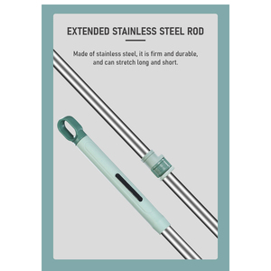 家用环保多功能拧干360旋转旋转篮钢杆拖把和铲斗组用于地板清洁 - Product Image 5