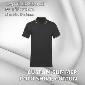 Polo en coton tricoté à manches courtes pour homme, couleur unie, coupe classique, mode décontractée d'été, vêtement de sport, haut tendance personnalisé - Product Image 2