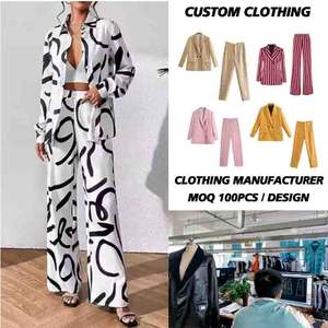 Primavera nuova moda <span class=keywords><strong>donna</strong></span> elegante camicia Casual pantaloni larghi manica lunga vita alta pantaloni due pezzi abito - Product Image 1