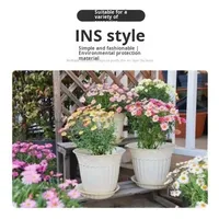 Pot de fleurs décoratif d'intérieur et d'extérieur en plastique PP, modèle RPN, avec motif en relief rond, design classique, couleur personnalisée, fourni par l'usine