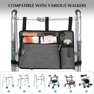Walker Storage Bag Multi Pocket Oxford Cloth Hanging Organizer For <b>Rollator</b> And Wheelchair Blue Grey - Product Image 2